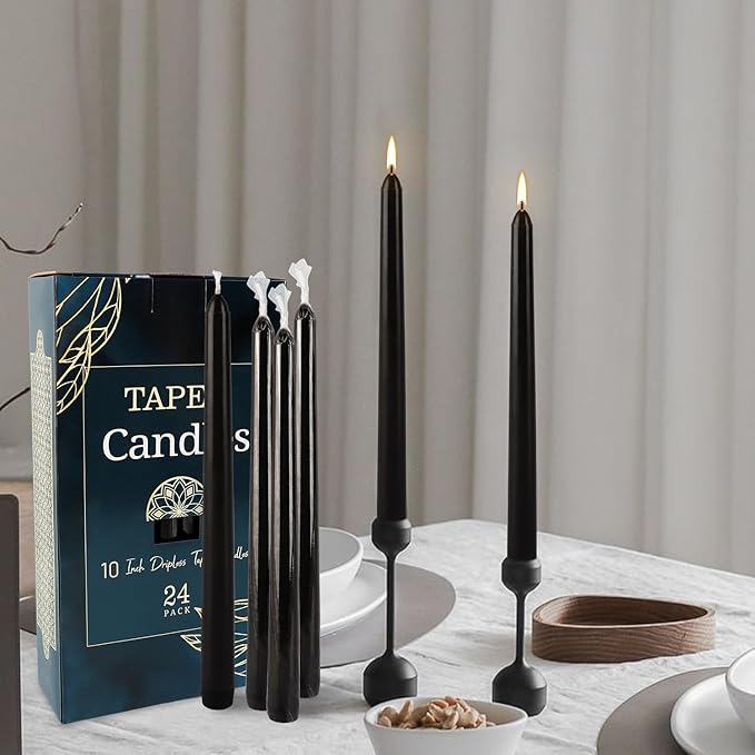24 Pack Black Taper Candles, 7-8 Hours Burn Time, Smokeless and Dripless - Image 5