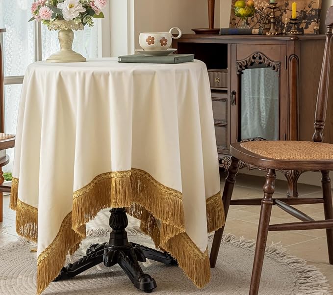F-CHU Small Square Tablecloth 36 x 36 Inch Velvet Tablecloths Solid White Small by F-CHU
