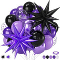Purple and Black Balloons, 12 Inch Metallic Purple Dark Light Purple Black by Saxuxu