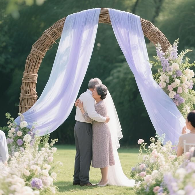VOK Lavender Wedding Arch Draping Fabric Chiffon Curtains, 29in x 18Ft Sheer - Image 3