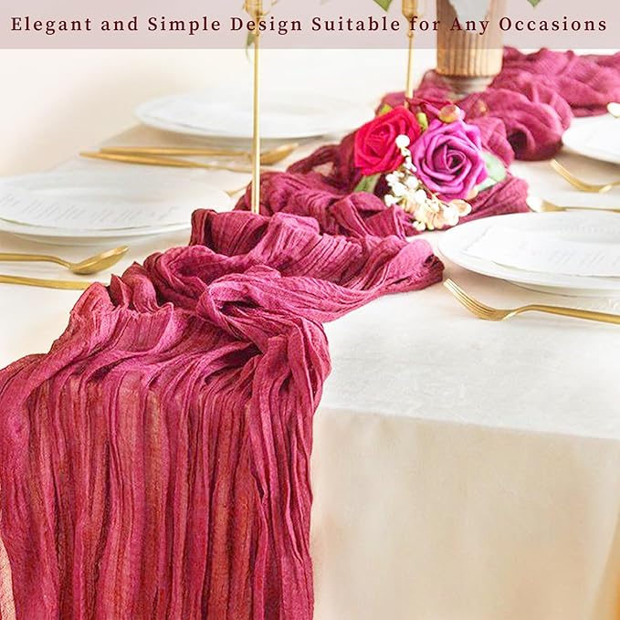 Hot Pink 6 Pack Cheesecloth Table Runner 10FT Boho Fabric Rustic Cheese Cloth - Image 7