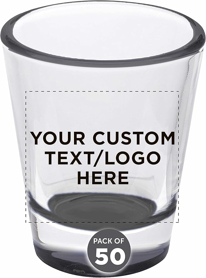 Custom Shot Glasses 1.75 oz. Set of 50, Personalized Bulk Pack by DISCOUNTPROMOS