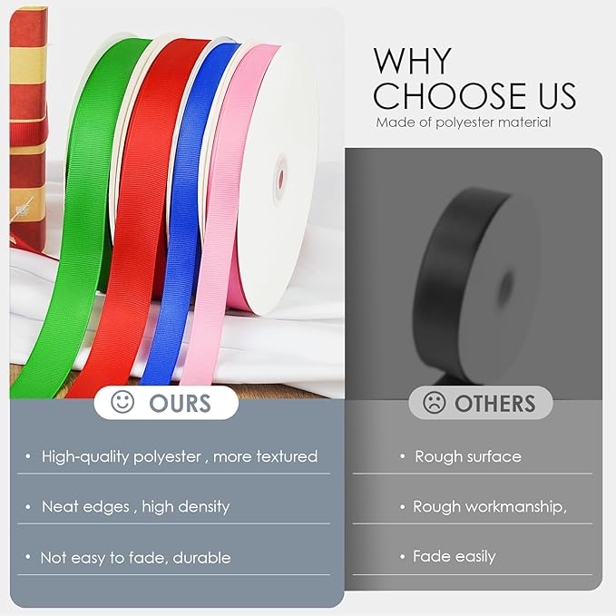 100 Yards 5/8 inch Grosgrain Ribbon, Solid Color Fabric Ribbon Perfect - Image 7