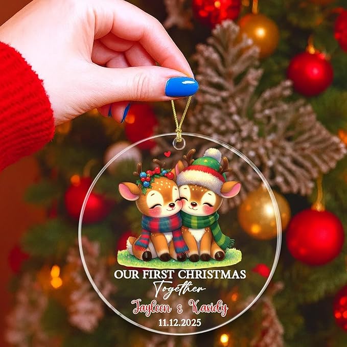 Customized Our First Christmas Together Deer Ornament - Image 4