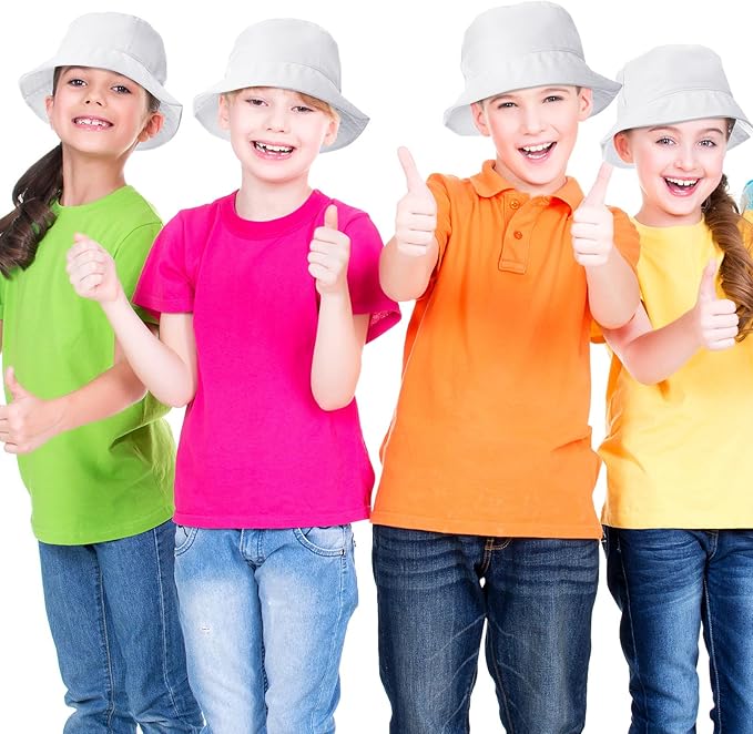 DIY Kid Bucket Hat White Creative Painting Blank Cap Bulk Cotton Polyester Sun - Image 6
