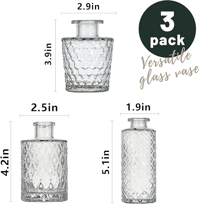 Glass Bud Vase Set of 3 Pcs Small Minimalist Vases - Image 7