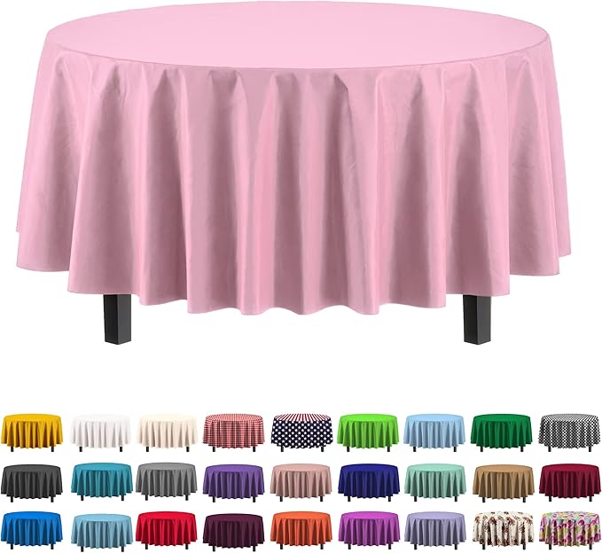 Exquisite 12-Pack Premium Plastic Tablecloth 84in. Round Table Cover by Exquisite