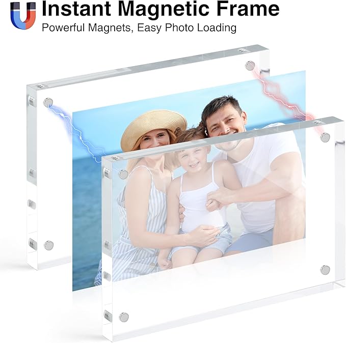 HOUSE DAY Acrylic Picture Frames 5x7, 2 Pack Magnetic 5x7 Picture Frame - Image 3