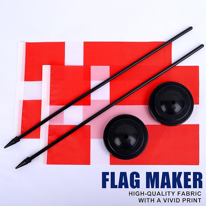 Denmark Desk Flag 12" Solid Pole Deluxe Set Danes Flags Banner Mini Small - Image 5