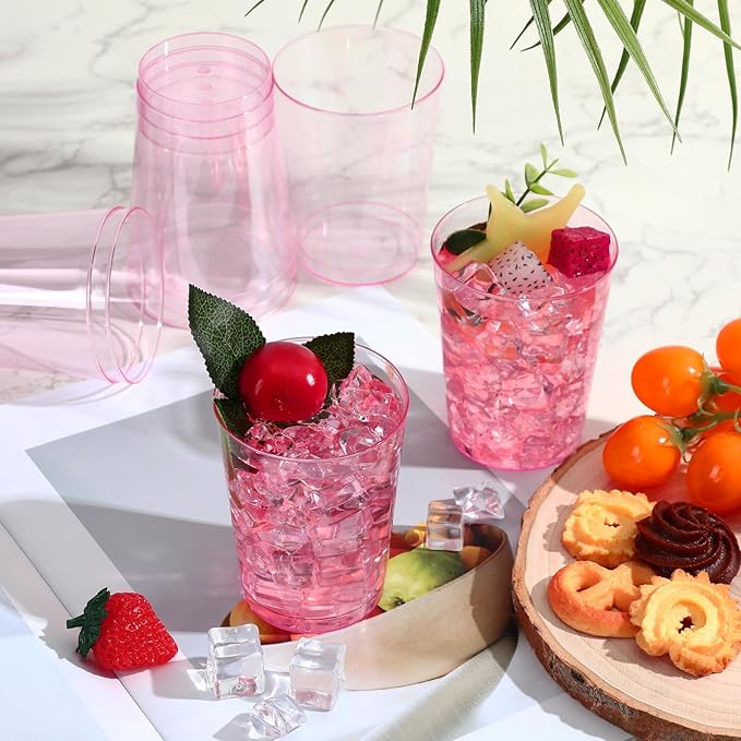 Minatee 100 Count Plastic Cups Disposable Fancy Cups Heavy Duty Wine Cocktail - Image 5