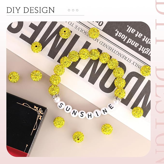 100 pcs 10mm Rhinestone Beads for Jewelry Making, Sparkle Crystal Clay - Image 4