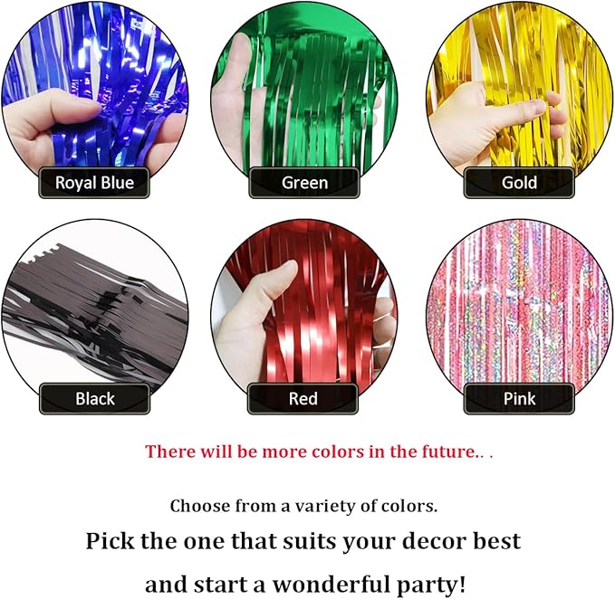 6 Pack Red Total 60 Feet Foil Fringe Garland Metallic Tinsel Banner Wall - Image 3