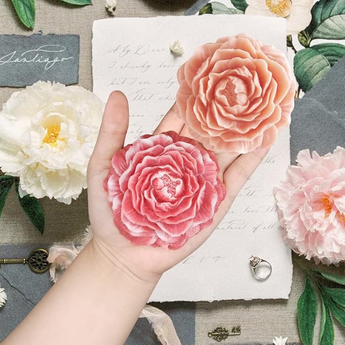 2PCS Peony Flower Silicone Soap Molds 3D Resin Candle Molds Flower Fondant - Image 6