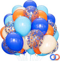 68Pcs Blue and Orange Balloons 12 Inch Nude Color Deep Light Blue Balloon by KUULBELA