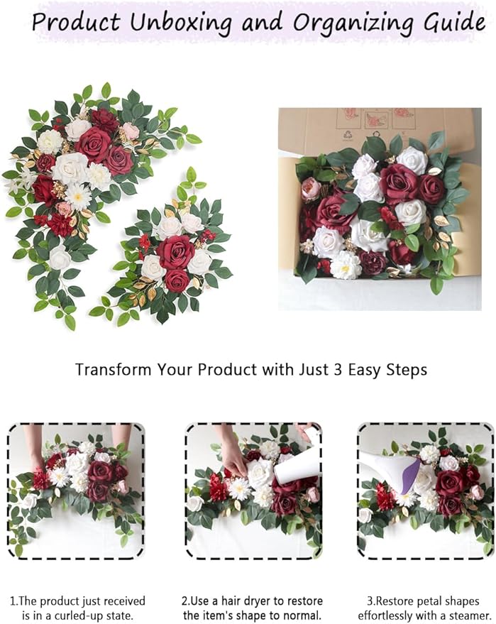 Pack of 2 Artificial Flowers for Backdrop Decoration, Wedding Arch Flowers - Image 6