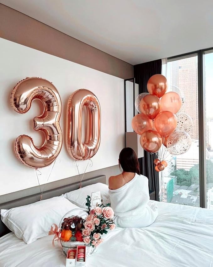 Large 40 Inch Rose Gold 3 Number Balloon, 3 13 23 30 33 36 38 Rose Gold - Image 6