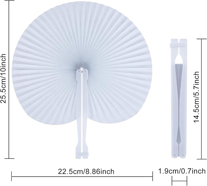 Pangda 24 Pack Folding Fans Round Paper Fans Assortment - Image 2