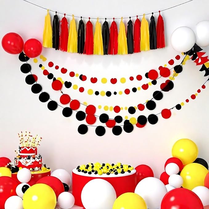 Red Yellow and Black Tassel Garland Banner Paper Tassels - Image 4