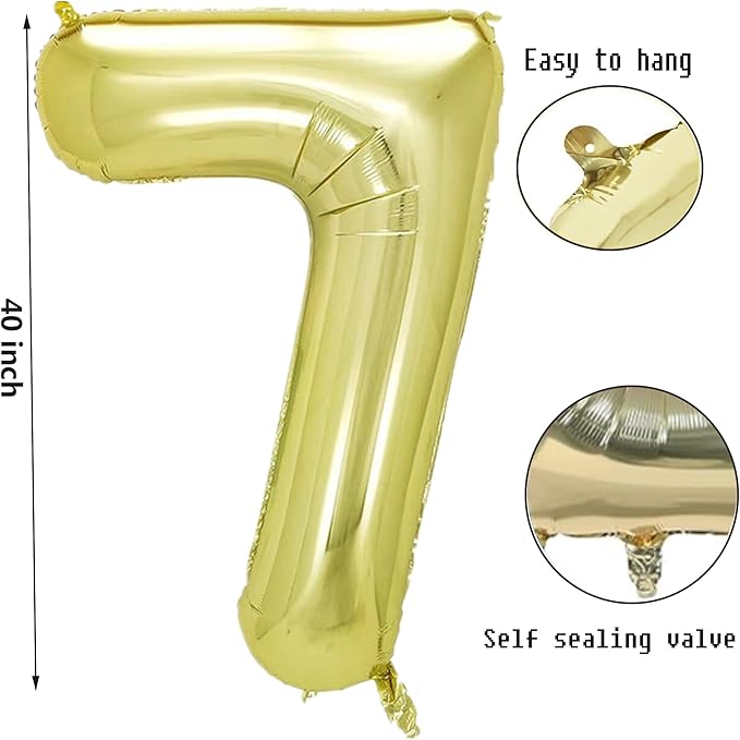 40 Inch Numbers 7 Light Gold Large Balloon Digital 7 - Image 2