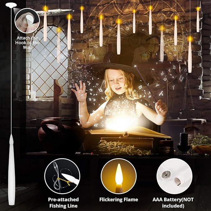 NURADA Floating Candles with Wand Remote Timer - Image 4