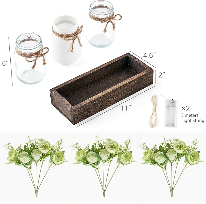 Mkono Mason Jar Lights Centerpiece Table Decorations - Image 3