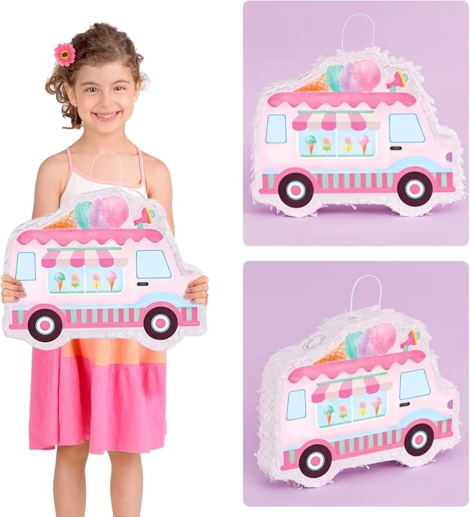 WERNNSAI Ice Cream Piñata -15.7'' x 12.2'' Ice Cream Truck Piñata - Image 5