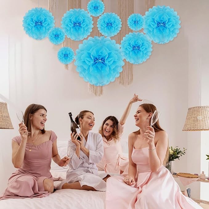 Tissue Paper Pom Poms, Hanging Flower Balls - Image 4