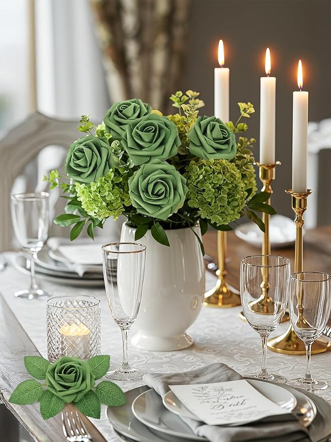 N&T NIETING Roses Artificial Flowers, Army Green - Image 2