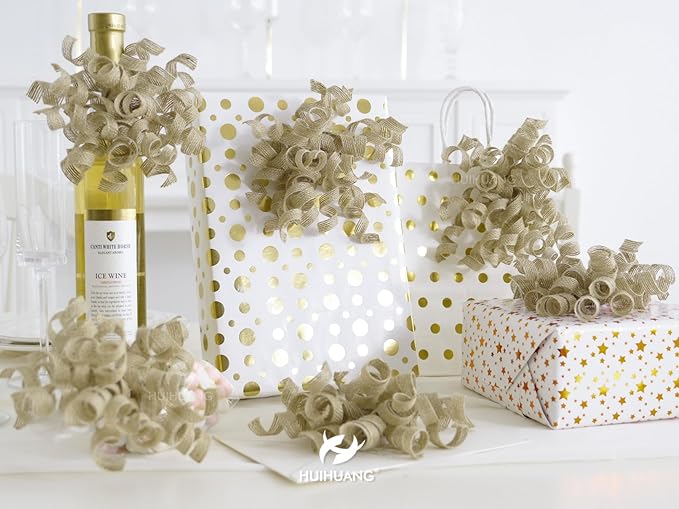 HUIHUANG Burlap Gift Bows Curly Bows - Image 5