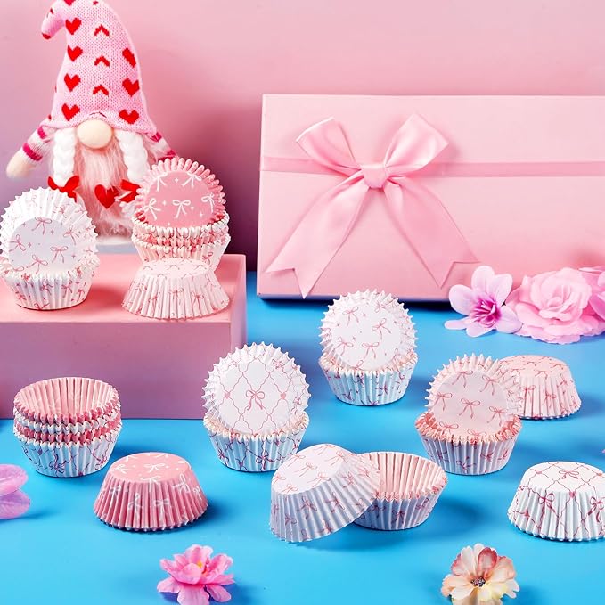 400 Pcs Pink Bow Cupcake Liners Coquette Bow Cupcake Wrappers Baking Cups - Image 4