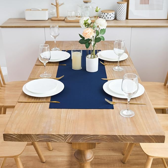 2 Pack Navy Blue Small Short Table Runner 12 x 36 Inch Solid Color Runners - Image 3
