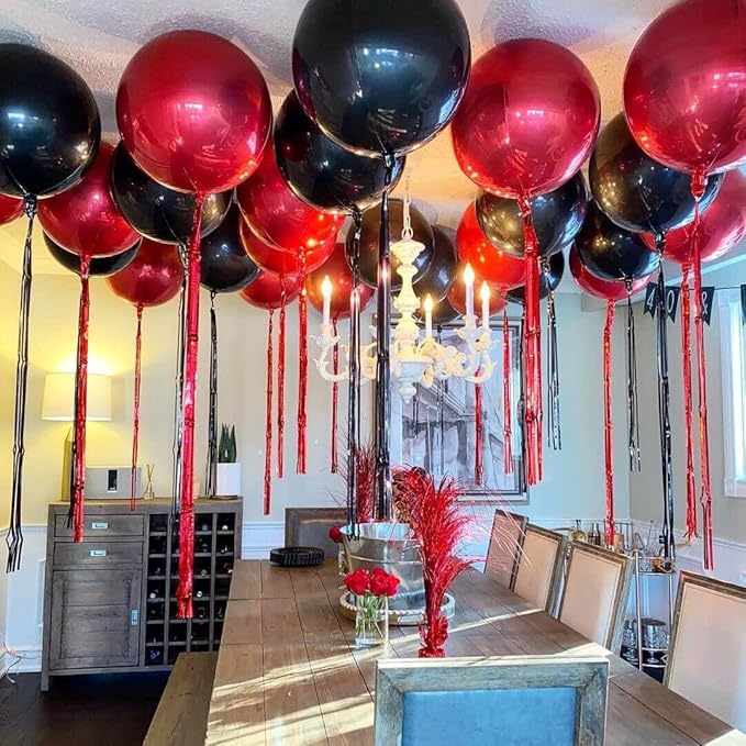 6 Pack Black 22 Inch 4D Foil Balloons Big 360 Degree Round Sephere Mylar - Image 3