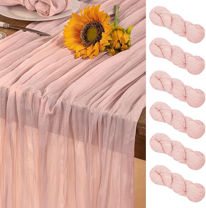 Pink Cheesecloth Table Runner 6 Pack Fall Table Runners Boho Gauze 120 Inches by DeZerlor