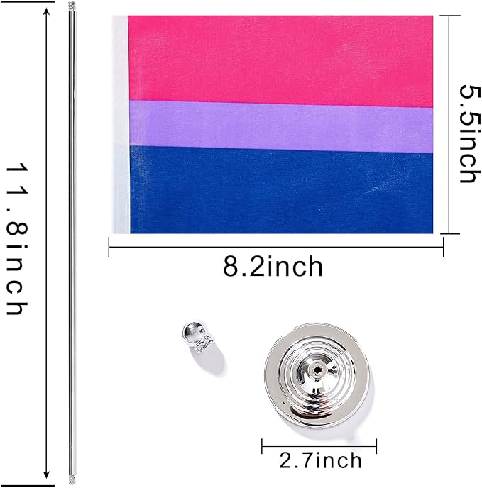 ZXvZYT 2 Pack Pride Rainbow Bisexual flag Bi table flag, Small Mini LGBT Desk - Image 2