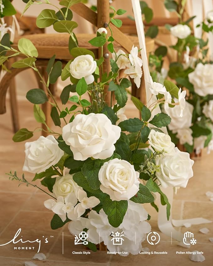 Ling's moment 17.5" Tall Standing Artificial Flowers Arrangements 4 pcs Wedding - Image 3