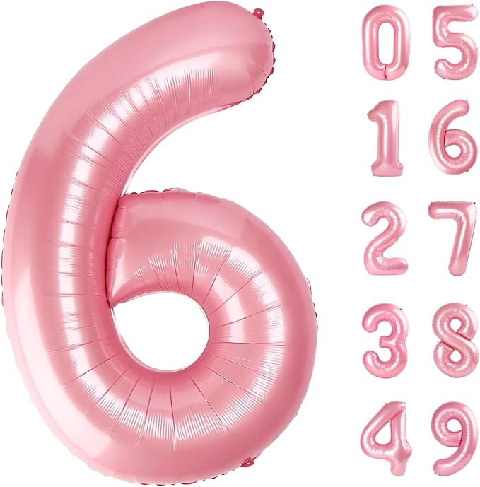 40 Inch Pearlescent Pink Mylar Foil Number 6 Birthday Balloon, Digital Balloons by Upgesy
