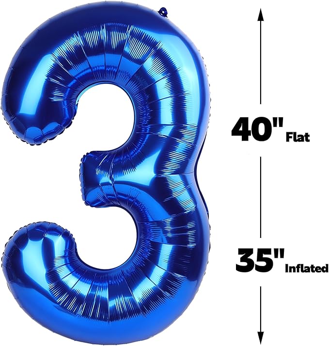40 Inch Navy Blue 3 Large Number Balloon, 3 13 23 30 33 36 38Blue Birthday - Image 2