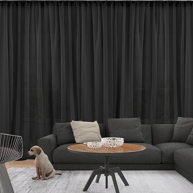 PARTISKY 10ftx10ft Black Chiffon Sheer Backdrop Curtains, Wrinkle-Free Wedding - Image 7
