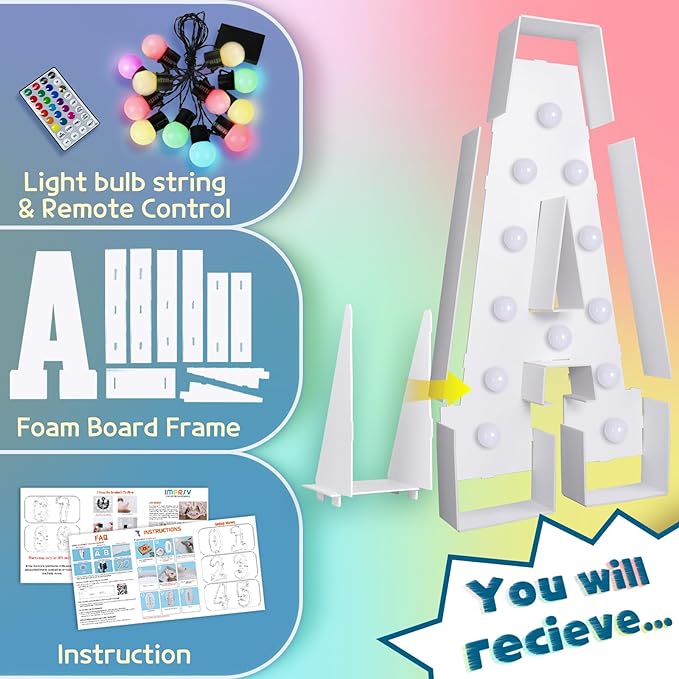 imprsv 4FT Colorful Marquee Light Up Letters A, 18 Colors Light Up Letters - Image 5