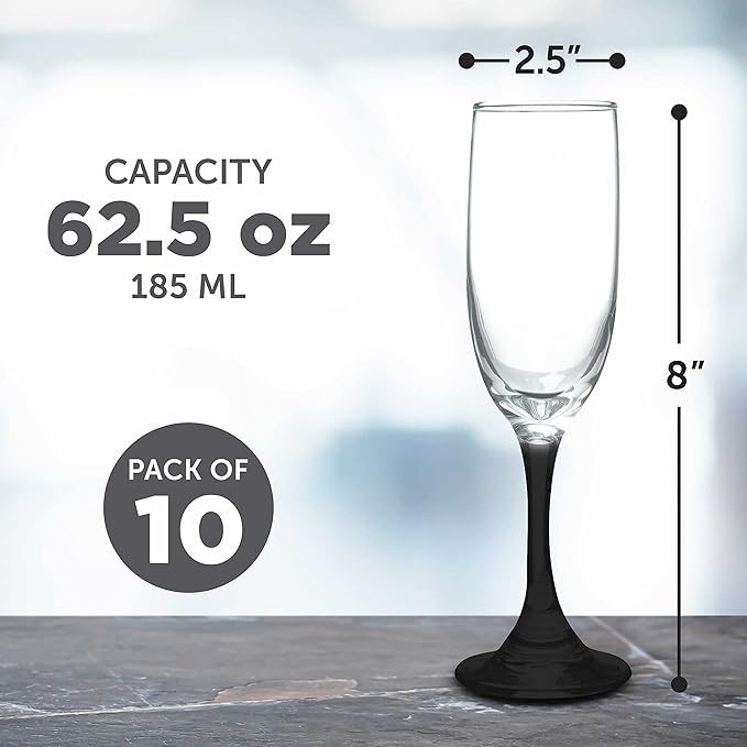 DISCOUNT PROMOS Premiere Champagne Flutes 6.25 oz. Set of 10, Bulk Pack - Image 5