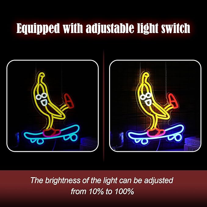 Skateboard Banana Neon Sign Cool Slide Banana LED Neon Light Dimmable Banana - Image 4