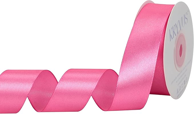 Hot Pink Satin Ribbon 1 inch X Continuous 25 Yards, Single Face Polyester by Kryvusribbon