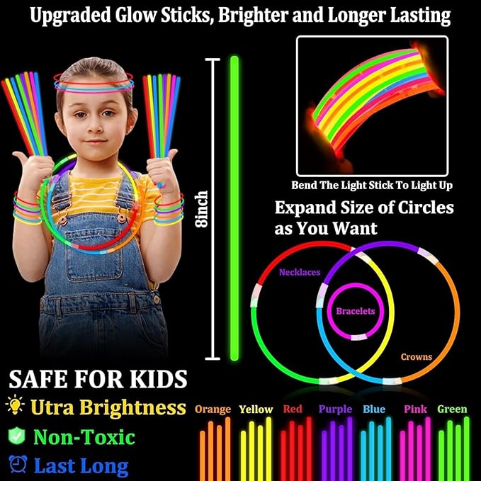 TURNMEON 500 Pack Ultra Bright Halloween Glow Sticks Bulk Party Pack Halloween - Image 3