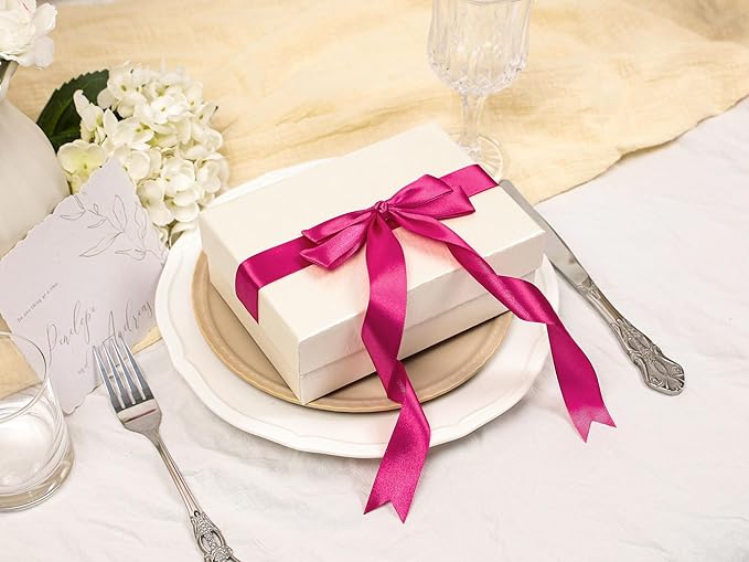 Rose Red Satin Ribbon 1 inch X Continuous 100 Yards, Single Face Polyester - Image 5