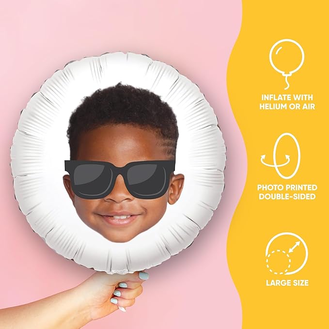 Big Dot of Happiness Personalized Sunglasses Fun Face Photo Balloon, Adults & - Image 2