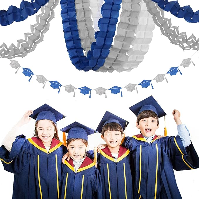 Navy-Blue White-Silver Party-Decorations Streamers Garland - Image 8