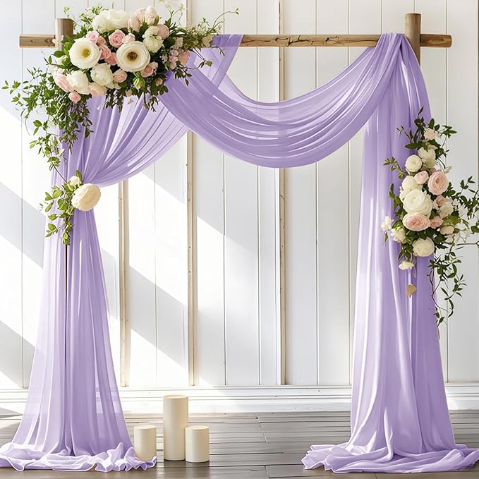 Wedding Arch Draping Fabric 2 Panels 30'' x 18FT Lilac Sheer Chiffon Arch by LINXTAR
