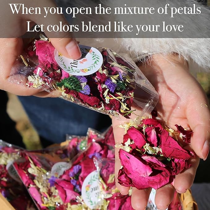 Oning 52 Pack Mix Biodegradable Confetti, Dried Flower Petals, Real Rose Petals - Image 5