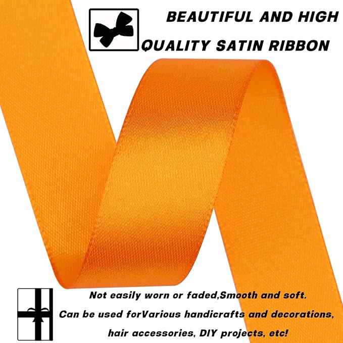 Orange Ribbon 7/8 Inch 60 Yards Satin Craft Ribbon-Single Face Polyester Ribbon - Image 3