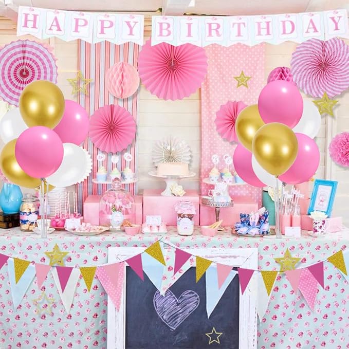 TONIFUL 4 Centerpieces Table Decoration Pink White Gold Balloon Centerpieces - Image 5